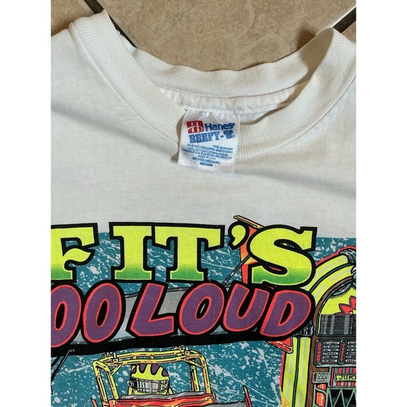 Vintage 1993 World of Outlaws Sprint Car Racing Tee Hanes Beefy-T M Neon Print - Picture 6 of 6